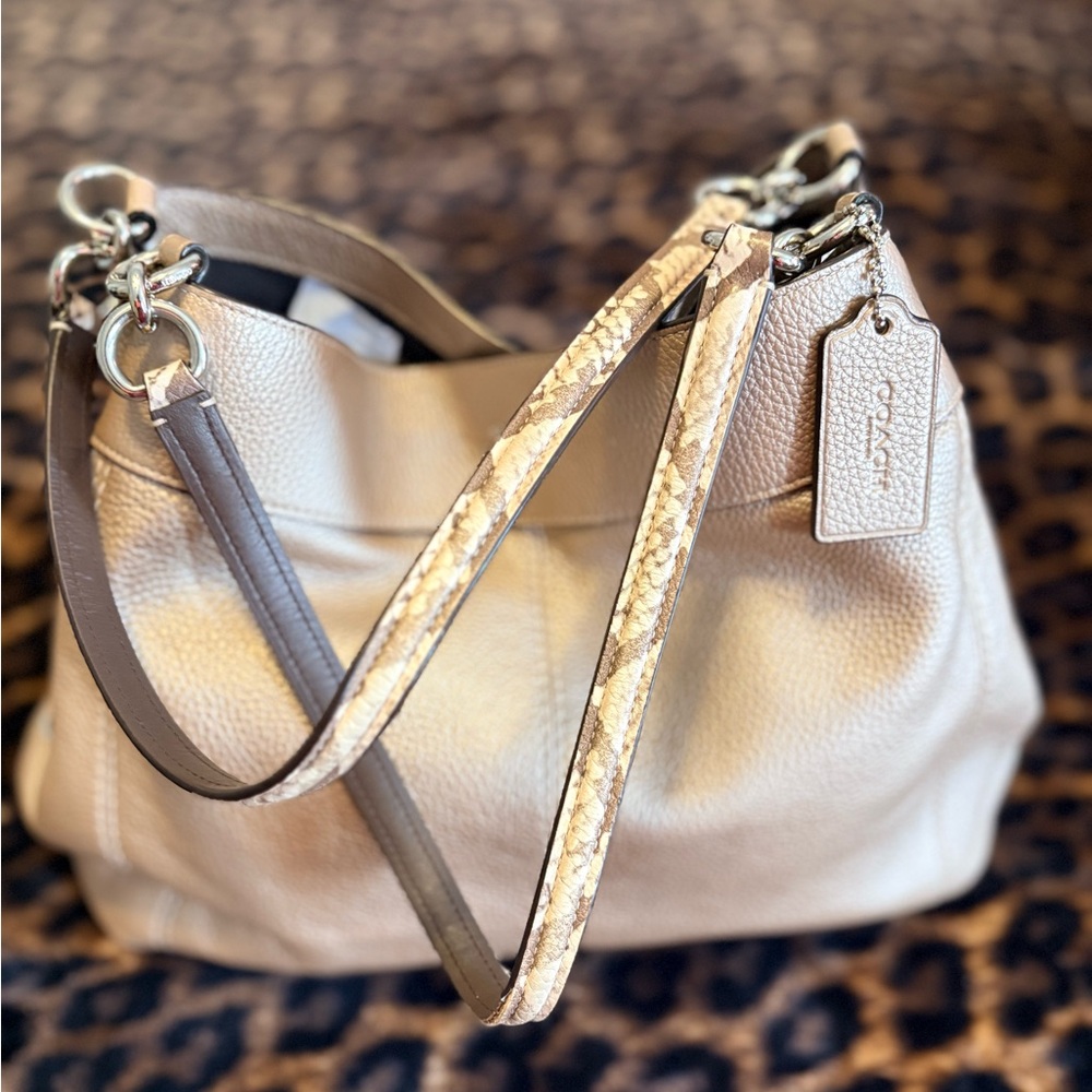 Authentic Coach Lexy Shoulder Bag (F38879) Metallic Gold